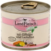 Nassfutter LandFleisch Pur Geflügel & Lachsfilet mit Biogemüse