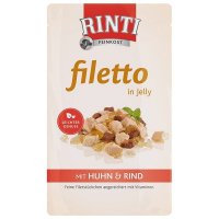 Nassfutter RINTI Filetto in Jelly Frischebeutel Huhn & Rind